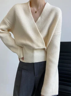 COMMENSE She's Effortless Wrap Sweater* Sweater Tops|Sweaters & Cardigans