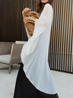 COMMENSE Shift Chiffon Asymmetrical Cover Up* Swimwear|Tops