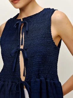 COMMENSE Shirred Lace Up Ruffle Tank Blouse* Blouses & Shirts|Tank Tops & Camis