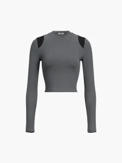 COMMENSE Shoulder Contrast Long Sleeve Shirt* Sweater Tops|T-shirts