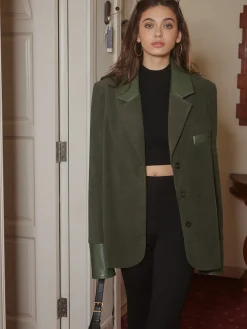 COMMENSE Shoulder Pads Corduroy Panel Blazer* Outerwear|Blazers