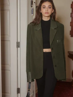 COMMENSE Shoulder Pads Corduroy Panel Blazer* Outerwear|Blazers