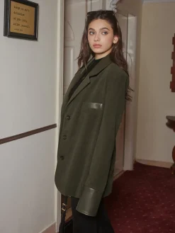COMMENSE Shoulder Pads Corduroy Panel Blazer* Outerwear|Blazers