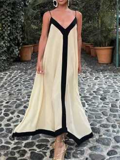COMMENSE Sicily Old Money Aesthetics Slip Long Dress* White Dresses|Casual Dresses