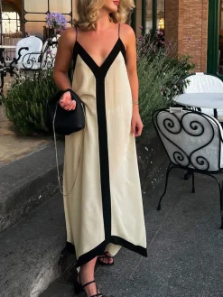 COMMENSE Sicily Old Money Aesthetics Slip Long Dress* White Dresses|Casual Dresses