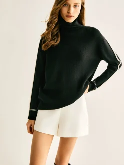 COMMENSE Side Contrast-Striped Turtleneck Sweater* Sweater Tops|Sweaters & Cardigans