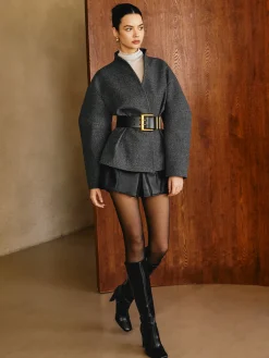 COMMENSE Side Pleated Coat Without Belt* Outerwear|Coats