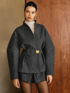 COMMENSE Side Pleated Coat Without Belt* Outerwear|Coats