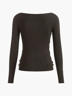 COMMENSE Side Pleated Slim Knit Top* Sweater Tops|Sweaters & Cardigans