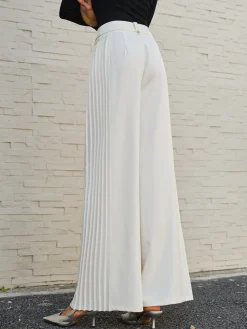 COMMENSE Side Pleated Wide-Leg Pants* Pants|Bottoms