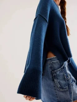 COMMENSE Side Split Oversized Pullover Sweater* Sweater Tops|Sweaters & Cardigans