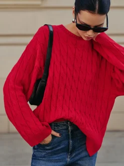 COMMENSE Side Split Twist Sweater* Sweater Tops|Sweaters & Cardigans