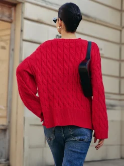 COMMENSE Side Split Twist Sweater* Sweater Tops|Sweaters & Cardigans