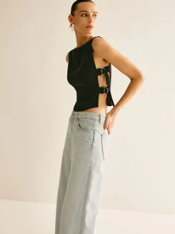 COMMENSE Side-Buckle Sexy Crop Tank Top* Crop Tops|Tank Tops & Camis