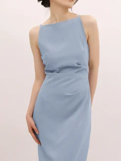 COMMENSE Silent Sea Boat Neck Midi Dress* Summer Dresses|Midi Dresses