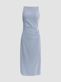 COMMENSE Silent Sea Boat Neck Midi Dress* Summer Dresses|Midi Dresses