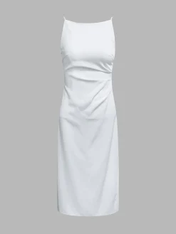 COMMENSE Silent Sea Boat Neck Midi Dress* Summer Dresses|Midi Dresses