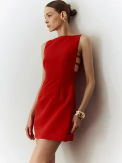 COMMENSE Sleeveless Cutout Solid Dress* Casual Dresses|Work Dresses
