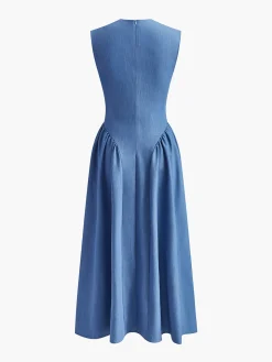 COMMENSE Sleeveless Panel Pleated Dress* Casual Dresses|Work Dresses
