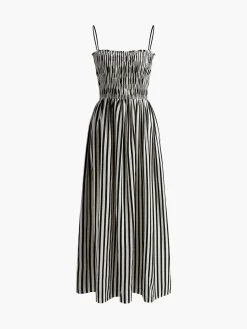 COMMENSE Sleeveless Pinstripe Long Dress* Black Dresses|Casual Dresses
