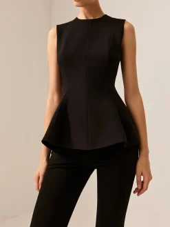 COMMENSE Sleeveless Piping Slim Blouse* Blouses & Shirts|Tops