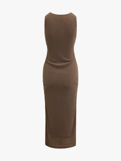 COMMENSE Sleeveless Side Split Mesh Midi Dress* Casual Dresses|Summer Dresses