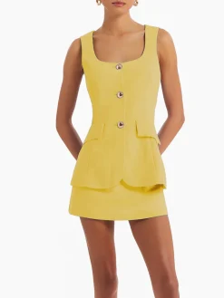 COMMENSE Sleeveless Square-Neck Skirt Set* Skirt Sets|Long Sleeve Sets