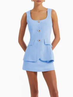 COMMENSE Sleeveless Square-Neck Skirt Set* Skirt Sets|Long Sleeve Sets