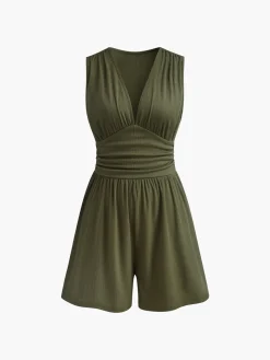 COMMENSE Sleeveless V-Neck Ribbed Jumpsuit* Jumpsuits & Rompers|Jumpsuits & Rompers