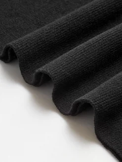 COMMENSE Slim Fit Contrast Binding Sweater Dress* Black Dresses|Sweater Dresses