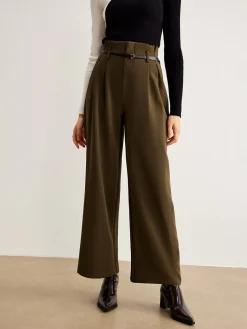 COMMENSE Slim-Belt Pleated Pants* Pants|Bottoms