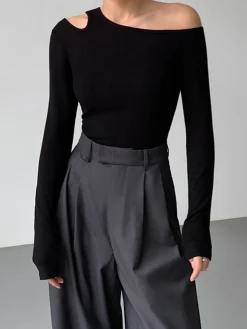 COMMENSE Slinky Cutout Knit Top* Sweater Tops|Sweaters & Cardigans