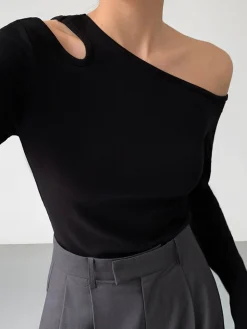 COMMENSE Slinky Cutout Knit Top* Sweater Tops|Sweaters & Cardigans