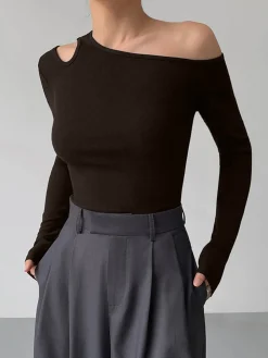 COMMENSE Slinky Cutout Knit Top* Sweater Tops|Sweaters & Cardigans