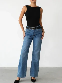 COMMENSE Slinky Open Back Sleeveless Bodysuit* Bodysuits|Bodysuits