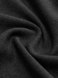 COMMENSE Slit Pleated Long Sleeve Bodycon Mock Neck Long Dress* Black Dresses|Casual Dresses