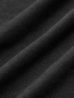 COMMENSE Slit Pleated Long Sleeve Bodycon Mock Neck Long Dress* Black Dresses|Casual Dresses