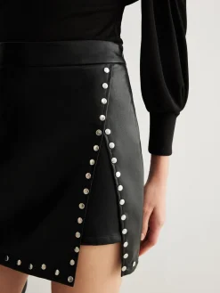 COMMENSE Slit Studded Faux Leather Mini Skirt* Skirts|Matching Sets
