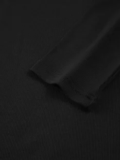COMMENSE Sliver Lining Contrast Neckline Long Sleeve Top* Sweater Tops|T-shirts