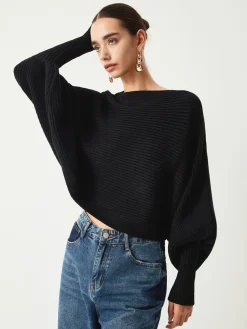 COMMENSE Slouchy Oversized Rib Crop Sweater* Sweater Tops|Sweaters & Cardigans