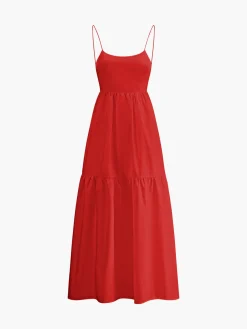COMMENSE Solid Backless Long Dress* White Dresses|Black Dresses