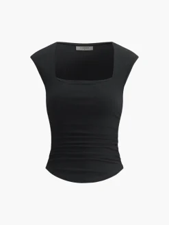 COMMENSE Solid Basic Cap Sleeve Top* Tank Tops & Camis|Tops