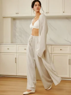 COMMENSE Solid Belted Draped Maxi Long Shirt* Long Sleeve Sets|Blouses & Shirts
