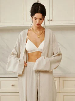 COMMENSE Solid Belted Draped Maxi Long Shirt* Long Sleeve Sets|Blouses & Shirts