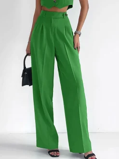 COMMENSE Solid Button Front Waistcoat With Pants Set* Pants Sets|Matching Sets