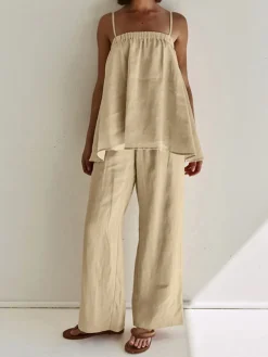 COMMENSE Solid Casual Pants Set* Pants Sets|Matching Sets
