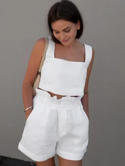 COMMENSE Solid Cotton Ruffle Short Sets* Shorts Sets|Matching Sets