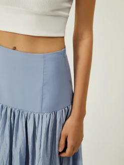 COMMENSE Solid High-Waisted Ruffle Pleated Maxi Skirt* Skirts|Bottoms
