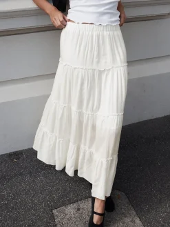 COMMENSE Solid Layered Long Skirt* Skirts|Bottoms