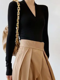 COMMENSE Solid Long Sleeve Knit Top* Sweater Tops|Sweaters & Cardigans